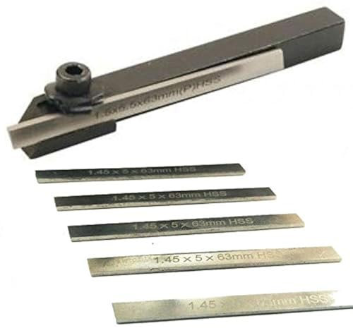 Mini Parting Tool Cut Off Holder with 6Pcs HSS Blades for Mini Lathes 8mm Shank