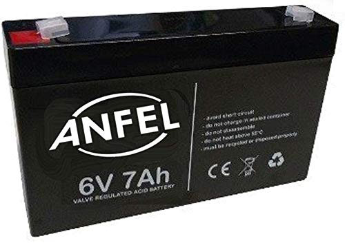 Batteria Ermetica Ricaricabile al Piombo 6V Volt 7Ah con connettore faston ideale per UPS sistemi di sicurezza Peg Perego giochi giocattoli lampada di emergenza