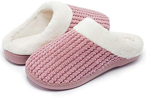 Kuako Chaussons Doublées en Peluche Femme Anti-dérapant À Mémoire D'intérieur Hiver Confort Chauds Accueil Pantoufles, Mauve, 38/39 EU