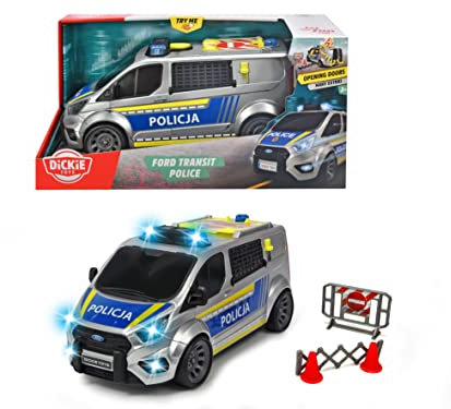 Dickie 203715013026 SOS Radiowahrzeug, Ford Transit Polizeiauto, 28 cm, polnische Ausführung, ab 3 Jahre