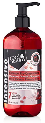 Real Natura - Champú Sin Sal Pro-Crecimiento - Fortalecimiento y Crecimiento Rápido - Hidratación y Suavidad - Ingredientes Naturales - Ideal para Cabellos Frágiles - 500ml