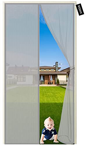 WEIZON Magnet Fliegengitter Balkontür 85 x 225 cm,Balkontür Insektenschutztür Ohne Bohren für Türen,Sommerlüftung Von Mückeninsekten Fernhalten(Grau)