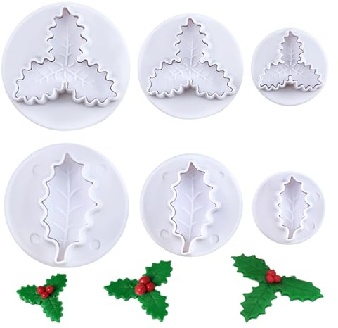Ausstechformen für Weihnachten, Stechpalmenblätter, für Kuchen, Cupcakes, Zuckerguss, Dekoration, 6 Stück