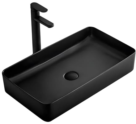 Rea Tvättställ badrum DENIS MATSVART Badrumsvask 610 x 350 x 110 mm i Keramik (Mattsvart)