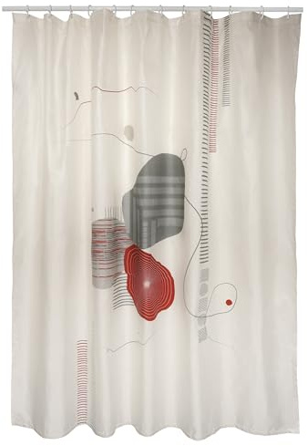 Spirella Schimmel Duschvorhang-Anti-Bakteriell, waschbar, wasserdicht, Polyester, „Teiva“ 180x200cm Terracotta Beige, Brown, 180 x 200 cm