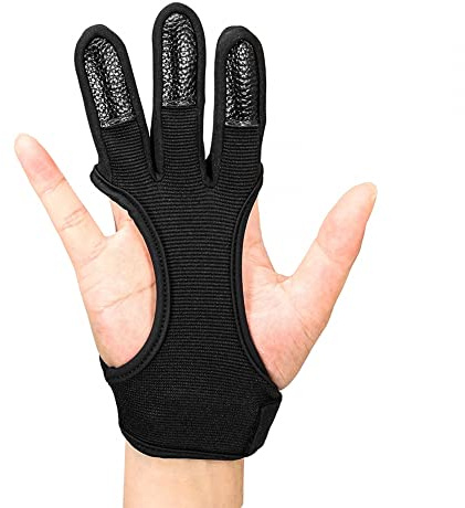 MiOYOOW Bogenschießen Schießhandschuh, 3 Finger-Schutz Handschuhe Fingerschutz für Männer, Frauen und Jugendliche