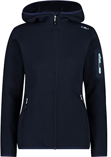 CMP - Damen-Knit-Tech-Jacke mit fester Kapuze, B. Blau-Kristallblau, D40