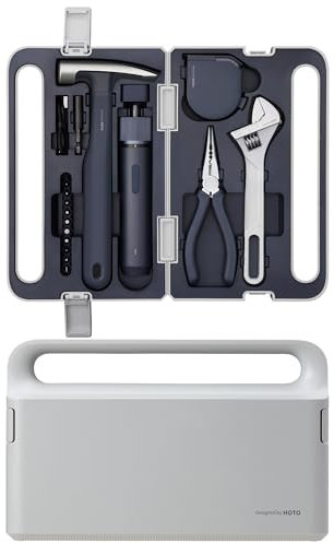 HOTO Werkzeugkoffer Gefüllt, 18 tlg, Werkzeugset mit Akkuschrauber Bits Set, Klein Werkzeugkasten Mini Werkzeugkiste Universal Werkzeug-Set Tool Box, für den Haushalt Garage Heimwerker Reparaturen