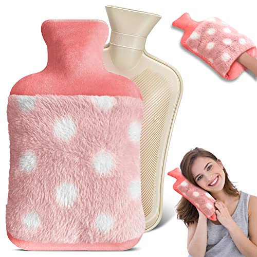 Wärmflasche, 2L Groß Wärmflasche mit Bezug, 2023 NEU Bettflasche mit Washable Extrem Weicher Plüschbezug Handwärmer für Kinder & Erwachsene,Schmerzlinderung Premium Wärmbeutel 100% Naturkautschuk