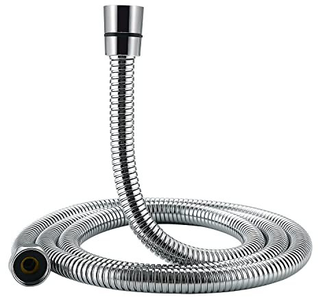 1.5M Tubo Doccia Flessibile Doccia in Acciaio Inox, YUANNY Tubo Doccia da Anti-Torsione Anti-Piega, Raccordi in ottone, Connettori Universali G1/2, Cromato