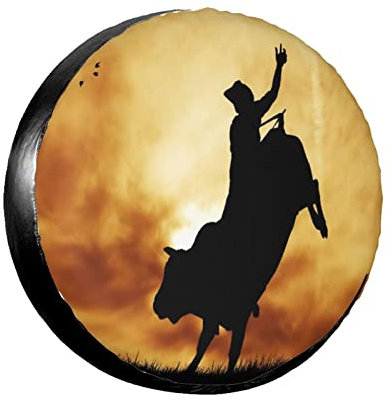 Reifenschutzhülle Reiten Silhouette Bei Sonnenuntergang Dramatischer Himmel Ländliche Landschaft Landschaft Wasserdicht Reifentasche Sauberen Radschutzhülle Für Auto Truck SUV 15inch
