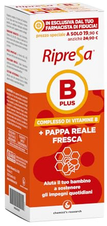 CHEMIST'S RESEARCH RIPRESA B PLUS + PAPPA REALE FRESCA | Integratore Completo di Vitamine del Complesso B | Fabbisogni Nutrizionali di Bambini e Adulti | Flacone 200ml Senza Glutine e Senza Lattosio