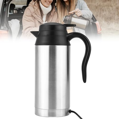 Car Electric Kettle, 750ml 12V Car Stainless Steel Cigarette Lighter Heating Kettle, Electric Travel Bottle, for Heating Water Coffee Milk Tea