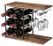 Shinoske Étagère à Bouteilles en métal pour 6 Bouteilles de vin, Casier à vin empilable en Bois, Étagère à Vin avec Porte-Verres, Range Bouteille pour Cuisine Salon Bar Salle à Manger Cave, Marron