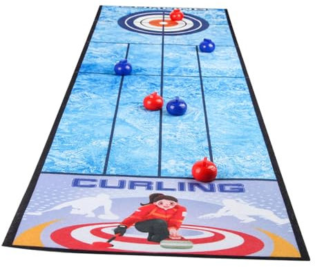 Amagogo Tisch-Curlingspiel, interaktives Shuffleboard-Spielset für Eltern und Kinder, lustiges Familienspiel für drinnen und draußen, Curlingmatte