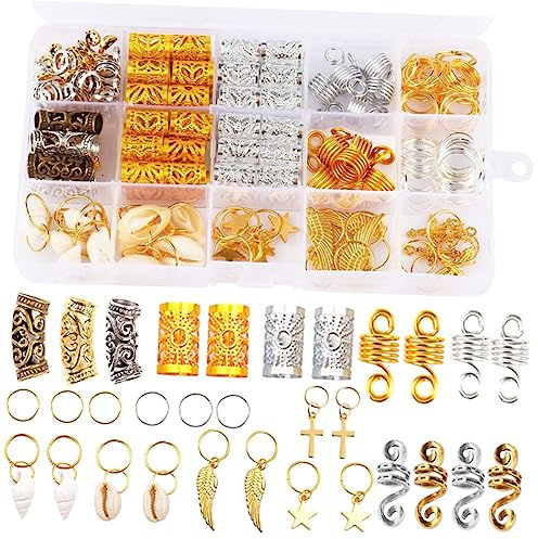 CANIGHT 159piezas Accesorios De Cabello Decorativos De Anillos Para Dreadlocks Joyería Para Cabello Para Fiestas y Festivales