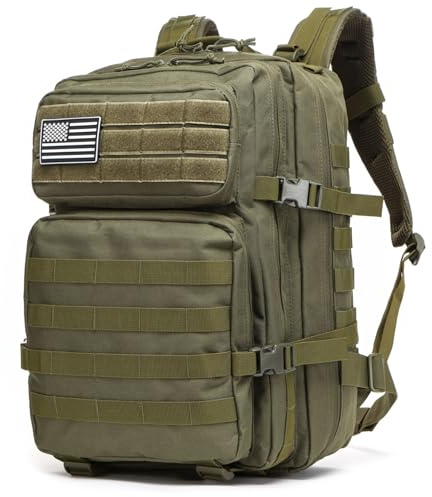 Thuram Bolsa de pesca resistente al agua de 50 l para caza, al aire libre, militar, táctica, deportes, fitness, camping, senderismo, gimnasio, verde, 50L