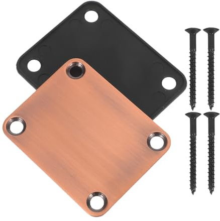 UPKOCH 2 Stück Metall Gitarrenhalsplatte für E-gitarren und Bassgitarren mit 4 Schrauben Einfache Installation Verstärkung Des Halses Ersatzteil Zubehör