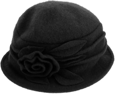 GALPADA Damen Cloche Hut Aus Eleganter Vintage Stil Wintermütze Für Partys Und Besondere Anlässe Bequemer Und Warmer Hut Für Frauen Mit Blumen-