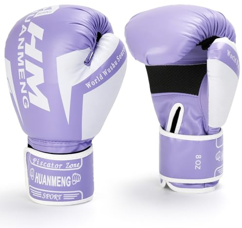 PiscatorZone Boxing Training Gloves Punching Bag Gloves for Women & Adult, Professional Shockproof Gloves for Training Playing Muay Thai, Sparring, Fighting Kickboxing (Purple, 8OZ)