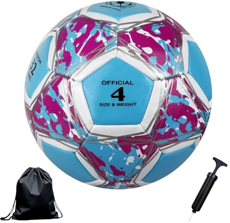 Bibykivn Fotboll, storlek 4/5, barn, barnfotbollsboll, träning, fotbollar, förhindrar hopp, fotboll med pump, nät, påse och gasnål, för inomhus utomhus, liten fritidsboll