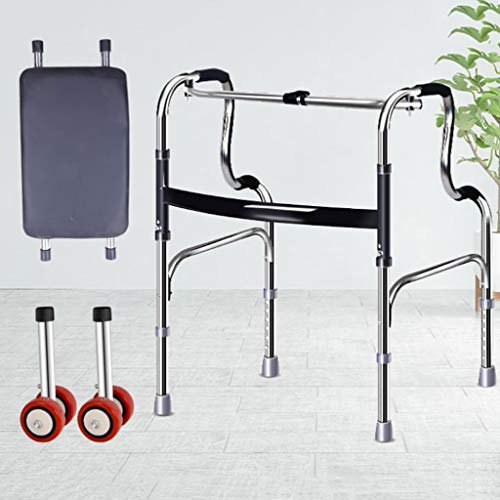 OLSKFUH Klappbarer Gehwagen, Rollator, Faltbare Gehhilfe Aus Edelstahl Mit Rädern, Wasserdichter Weicher Sitz Für Ältere Senioren Mit Behinderung