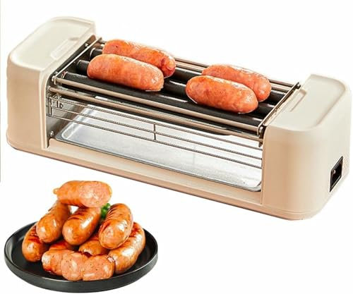 YGHBFRSZ Máquina cocinar Parrilla Rodillo Perritos Calientes, Mini máquina Hacer Perritos Calientes Salchichas a la Parrilla el hogar de 500 W, máquina Rodillo Perritos Calientes Salchichas Desayuno