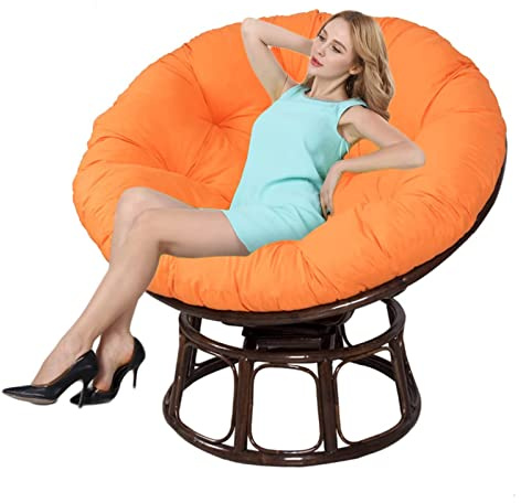 Cojín redondo resistente al agua para silla, almohada suave para uso en interiores y exteriores, 47 x 47 pulgadas, color naranja, perfecto para asientos de jardín y patio (silla no incluida)