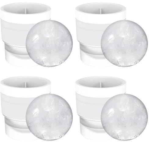 Satiskid 4 stycken isbitsform rund silikon isbitsbehållare 6 cm stor isbitsform återanvändbar isbitsform BPA-fri iskub bricka för öl cocktail whisky vin och drycker