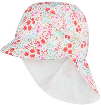Sterntaler Schirmmütze Nackenschutz geblümt – Schirmmütze aus Baumwolle mit Blumen-Print, Gummizug, gefüttert mit Bio-Baumwoll-Batist, pflegeleicht
