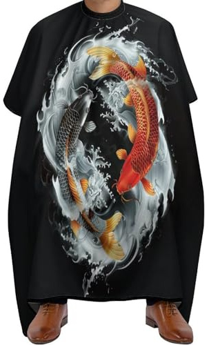 Capa De Peluquería Carpas Rojas Negras Capa Peluquerías Antiestático Personalizada Delantal, Para Hogar, Hombres, El Cabello, 140x168cm