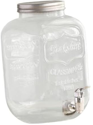 Dispensador de bebidas de vidrio portátil para té, nevera, aniversario, 4 L, 10 x 15 x 25 cm