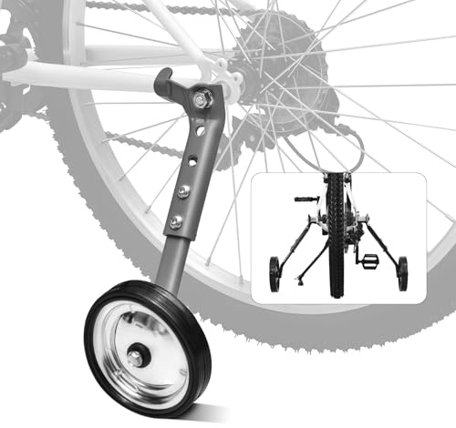 HUASION Kinderfahrrad-Stützräder - Verstellbare Stützräder für 16, 18, 20, 22, 24 Zoll Kinderräder & Mehrgangräder - Inklusive Komplettem Montageset, 1 Paar, Grau