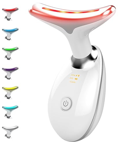 Face Beauty Device, 7 Color Multifunctional Facial Massager, Portable Face Massager Tool for Skin Care, Firming, Smoothing, Glossy White