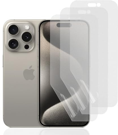 Hhfcryst 3 Stück Hydrogel Matt Displayschutzfolie für iPhone 15 Pro, Anti-Kratzer Entspiegelte TPU Schutzfolie, Anti-Fingerabdruck Hochempfindliche Hydrogel Folie