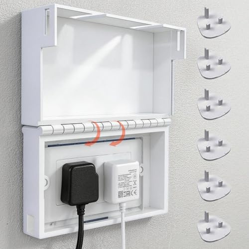 Child Safety Plug Socket Covers UK, Plug Socket Covers with 6 Child Proof Electrical Protector Caps, Adult Easy Release Design for Baby Proof & Reusable Socket Protectors Suitable for Home Classroom