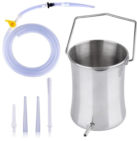 Kit de lavement café, seau de nettoyage du côlon avec seau en acier inoxydable de 2 L, tuyau en silicone de 2 m et 4 embouts pour lavements détox et thérapie de lavage à l'eau
