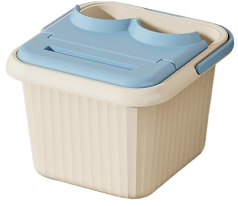 Cirraorive Foot Bath Basin Bacinella Pediluvio Ampia E Portatile con Punti Massaggianti sul Fondo Vasca per Immersione Piedi in PP Solido Facile Da Trasportare a, Blu con Coperchio