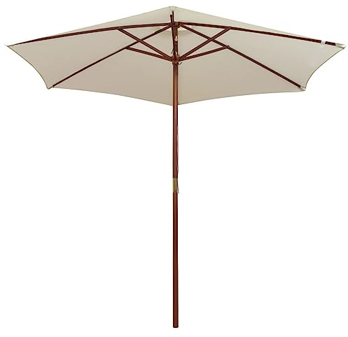 Sophrelle Ombrellone 270x270 cm Palo in Legno Bianco Crema Bianco,42962