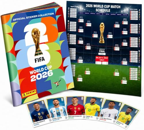 Kinderfreund XXL WM 2026 Set da collezione – Album + adesivi Panini Album da timbri Mondiale Extra 1x programma (pacchetto del marchio proprio) (album da collezione)