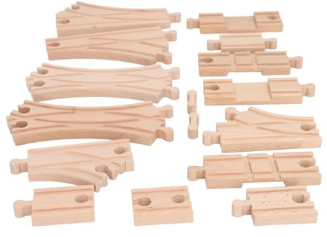 Alomejor Tågspårsset i trä, Pedagogiska Byggleksaker för Gör-det-själv för SmåBarn och Barn, med Olika Spårformer och Tillbehör för Kreativ Lek (Pack D)
