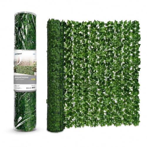 Siepe Artificiale Frangivista 3x1 m Effetto Edera Verde | Rete Privacy Decorativa per Balcone Terrazzo Giardino Recinzione Cancello | Foglie Artificiali Senza Manutenzione EA168