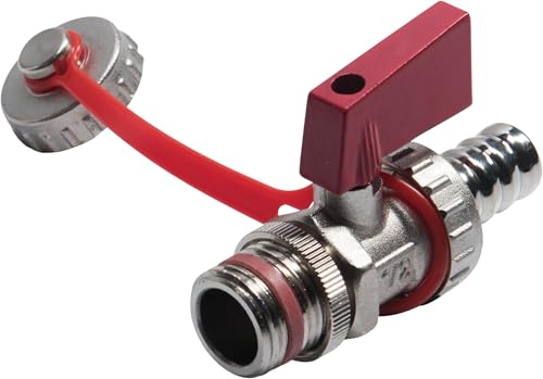 Cornat KFE-Kugelhahn 1/2 Zoll AG - Messing vernickelt - Mit Kappe Schlauchtülle & Hebel - Selbstdichtend / Wasserhahn / Absperrhahn / Absperrventil / T593549