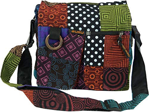 GURU SHOP Ethno Schultertasche Patchworktasche, Unisex - Erwachsene, Mehrfarbig, Baumwolle, 20x25x10 cm