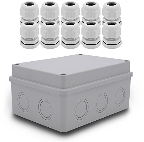Abzweigdose IP54 aufputz 150 x 110 x 70 mm + 10x Kabelverschraubung M25 x 1,5 Feuchtraum Dose Kabelabzweigdose Verbindungsdosen Verteilerkasten Leergehäuse Verteilerdose Kunststoff ARLI