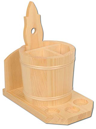 Scampolo Design Besteckfass mit Menagenhalter und Kartenhalter 26 cm Lackiert aus Holz
