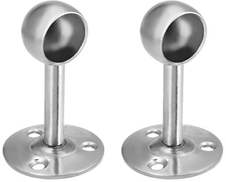 Sourcingmap Wardrobe Pipe Bracket, 19mm Dia, 65mm Height, Ceiling Mounted Rail Rod Support Sockets 2pcs