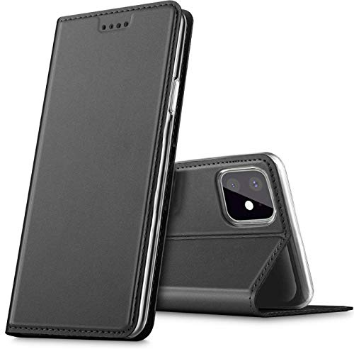 Verco Handyhülle für iPhone 11, Premium Handy Flip Cover für Apple iPhone 11 Hülle [integr. Magnet] Book Case PU Leder Tasche (6,1 Zoll), Schwarz