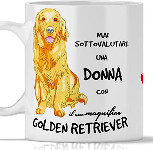 Taza Golden Retriever para desayuno, té, tisana, café, capuchino. Gadget taza nunca subestimar una mujer con un perro Golden Retriever. Idea de regalo original