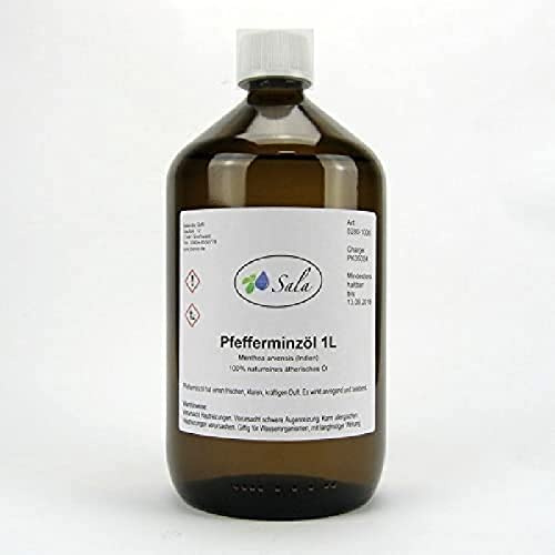 Sala Pfefferminzöl mentha arvensis ätherisches Öl naturrein 1 L 1000 ml Glasflasche